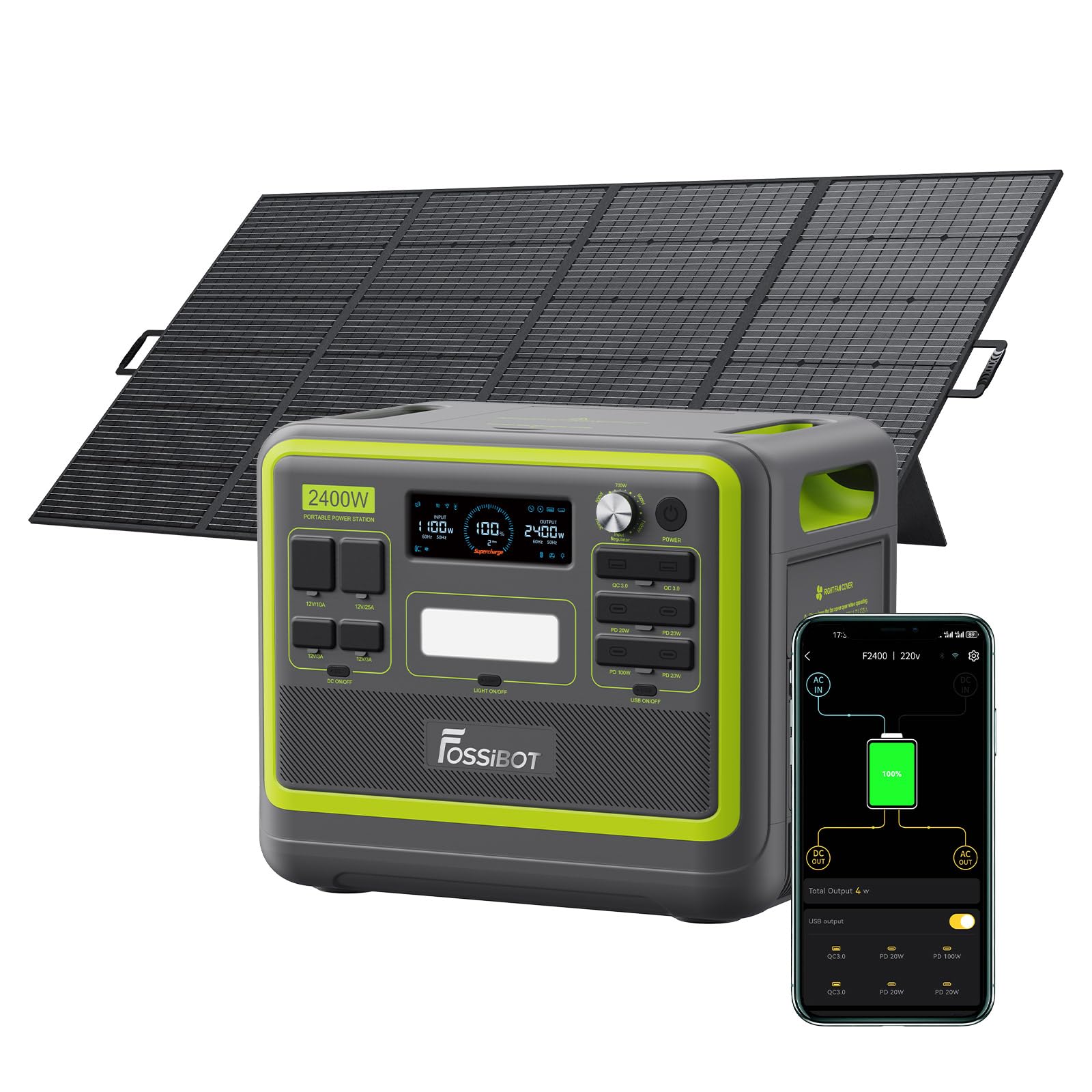 2400W (Spitze 4800W), USB und QC, Mobile Stromspeicher für Outdoors, Power Station für Camping, Reisen