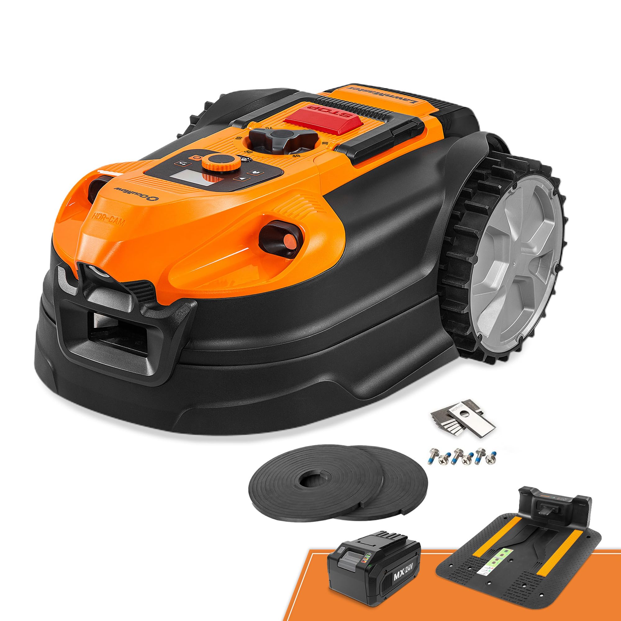 LawnMaster VBRM18AMID4R mähroboter ohne begrenzungskabel für bis zu 800㎡ 4ah Batterie Optische Navigation, Hindernisvermeidung, Automatische Ladestation, Verbotene-Zone-Funktion, WiFi & Bluetooth APP