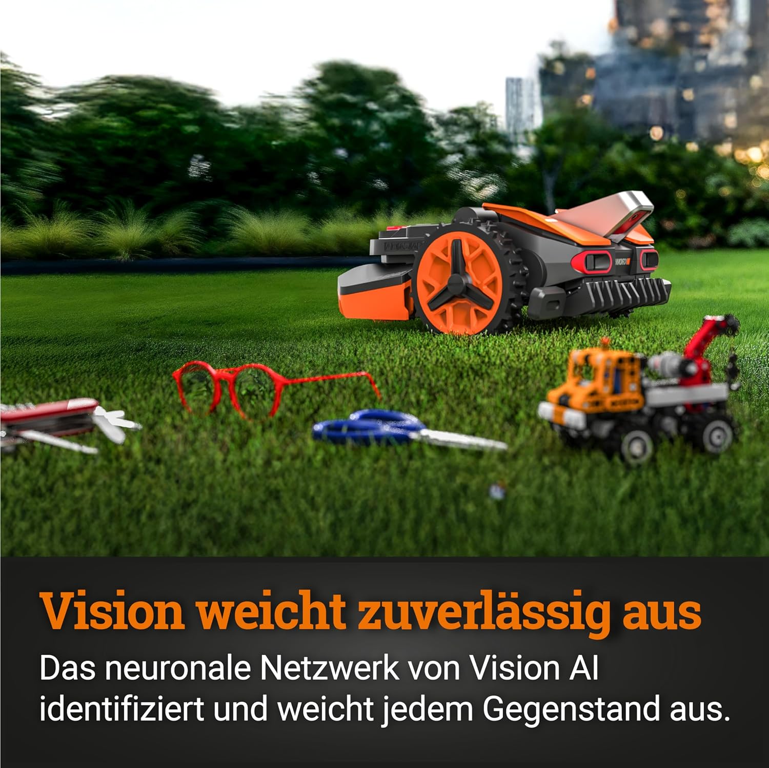 WORX Vision M800 Mähroboter 800 m² ohne Kabel, KI & Igelschutz