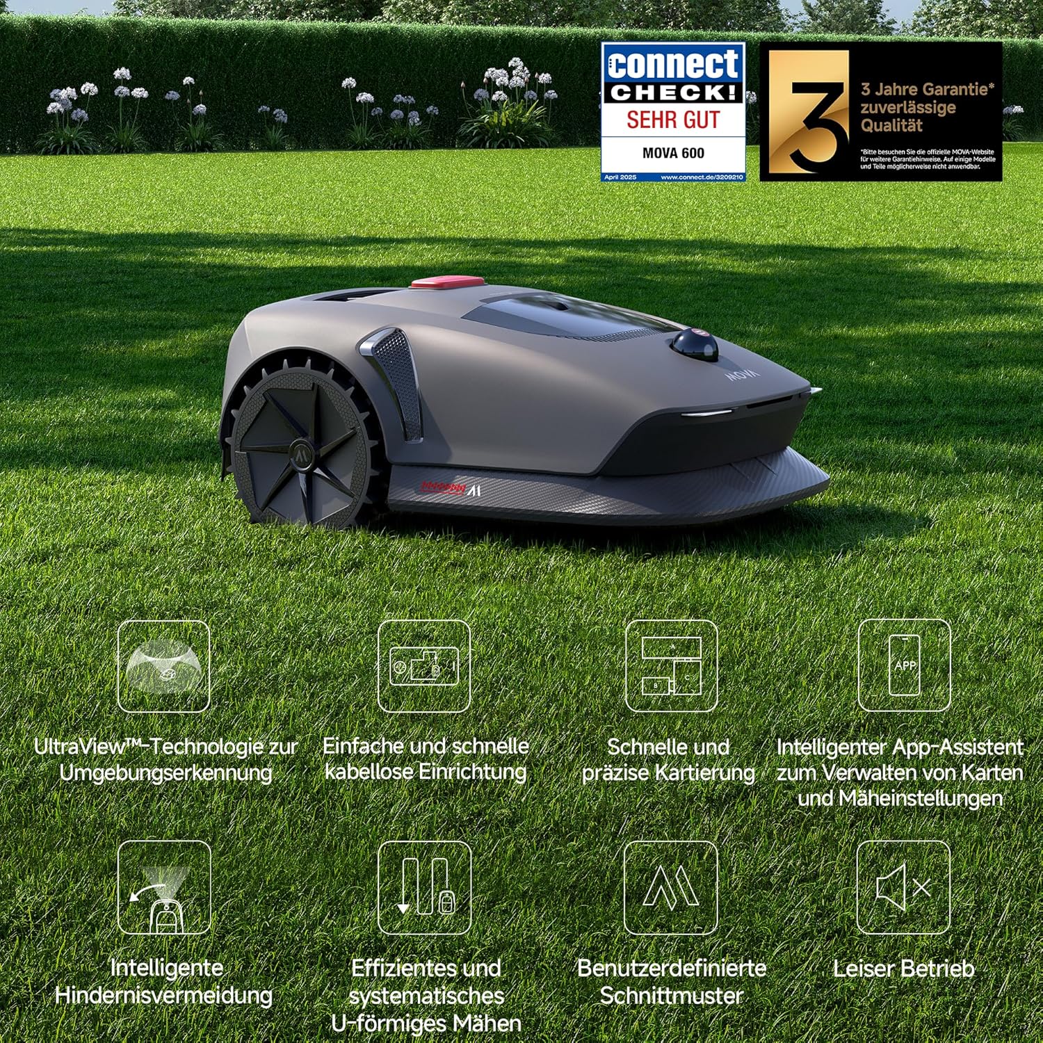 MOVA 600 Mähroboter 600 m², 3D-LiDAR & App-Steuerung